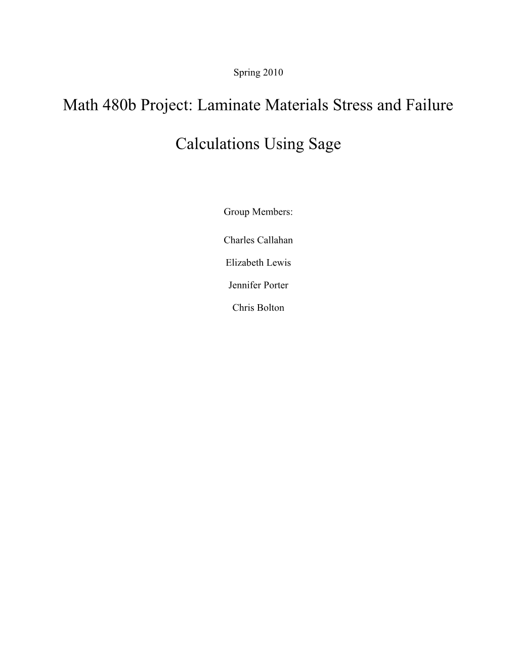 Laminate Materials Stress and Failure Calculations Using Sage