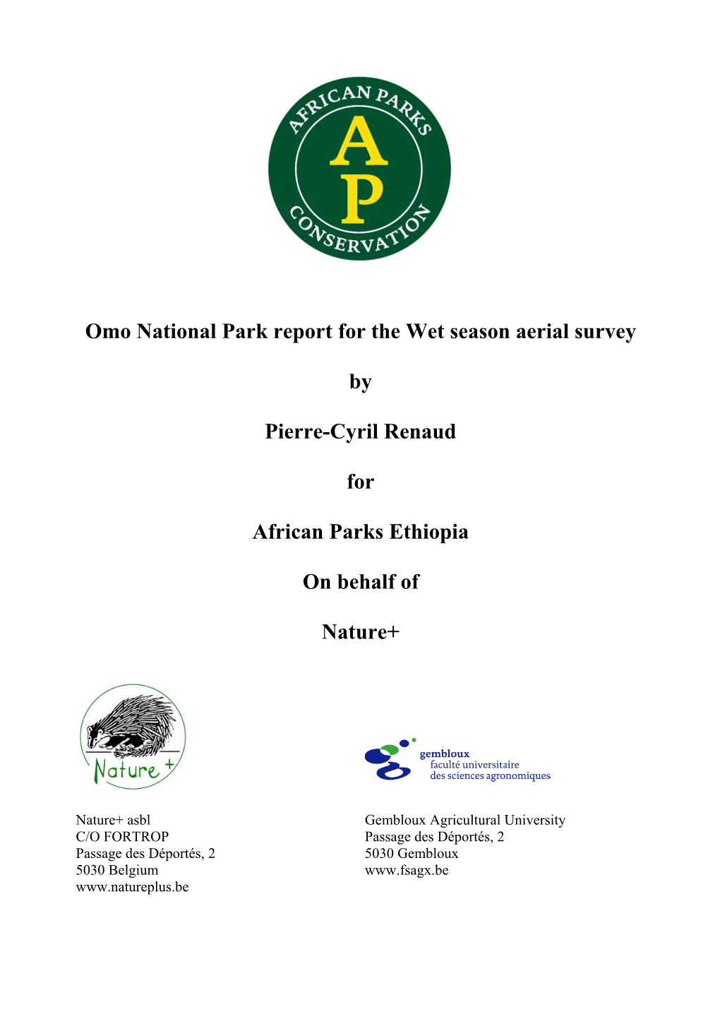 Omo National Park Report for the Wet Season Aerial Survey by Pierre-Cyril