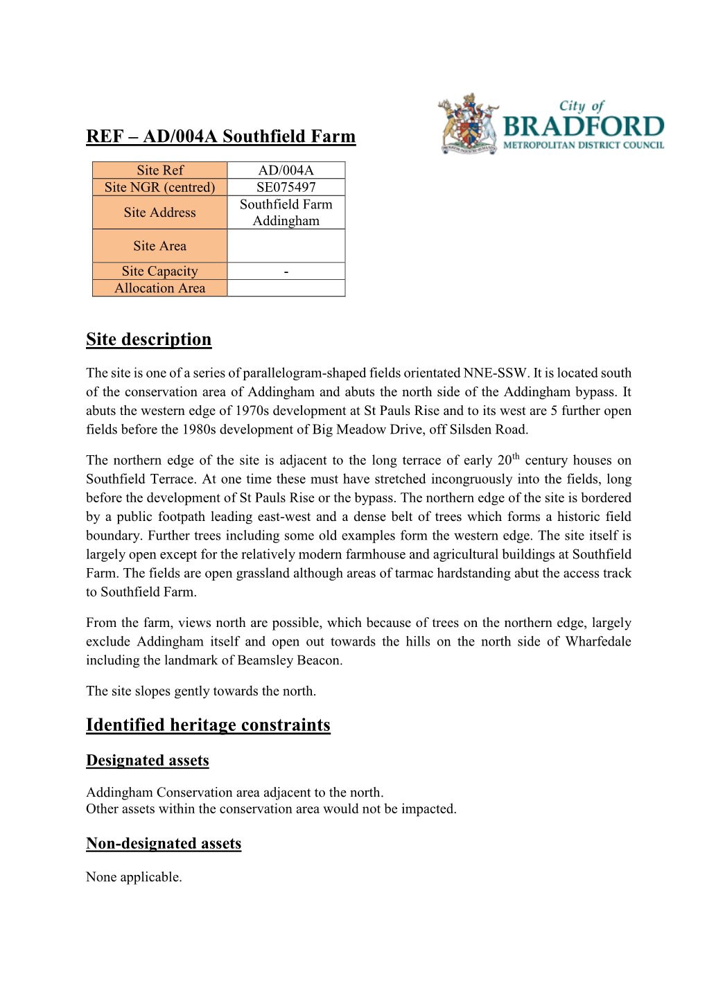 Heritage Impact Assessment