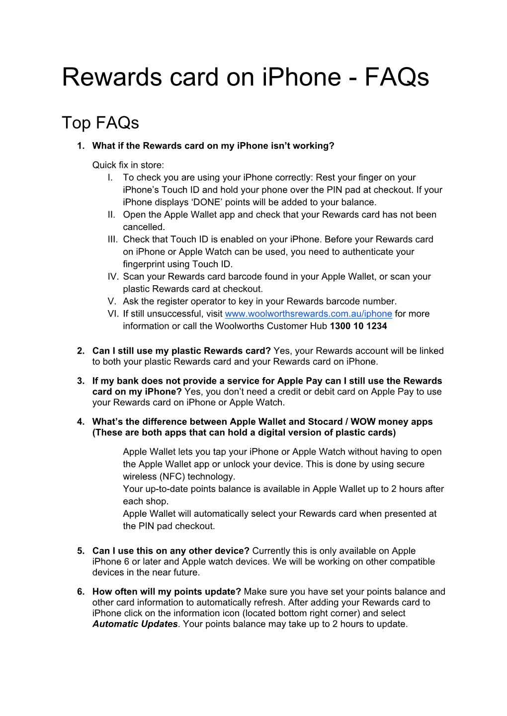 Rewards Card on Iphone - Faqs