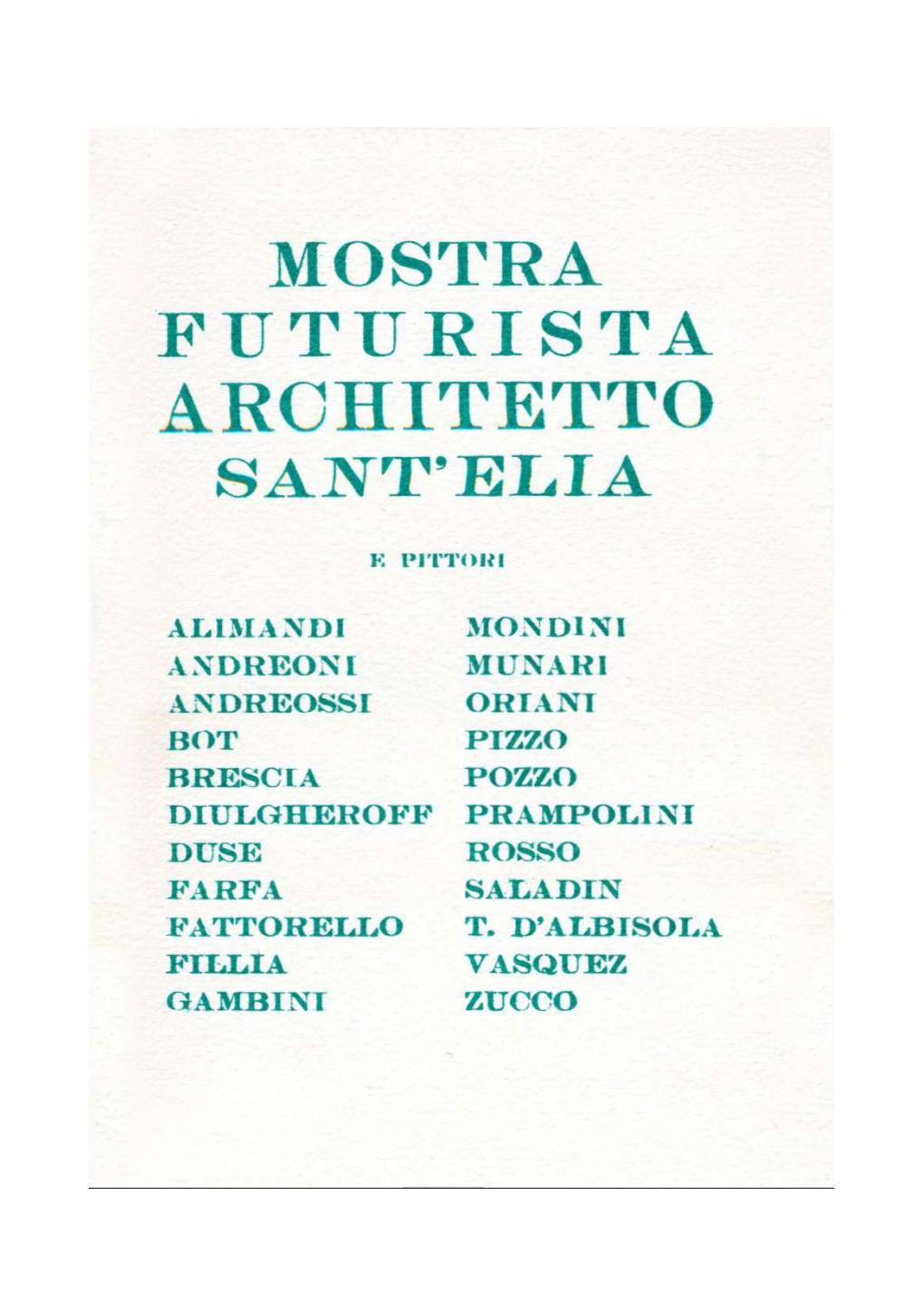 Mostra Futurista Architetto Sant'elia