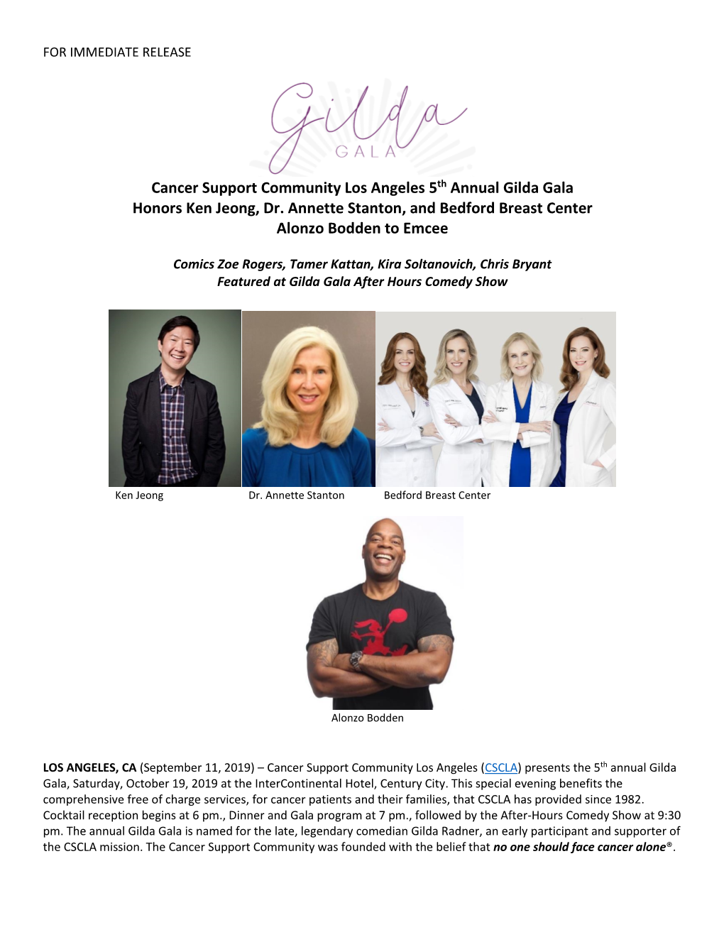 Cancer Support Community Los Angeles 5Th Annual Gilda Gala Honors Ken Jeong, Dr