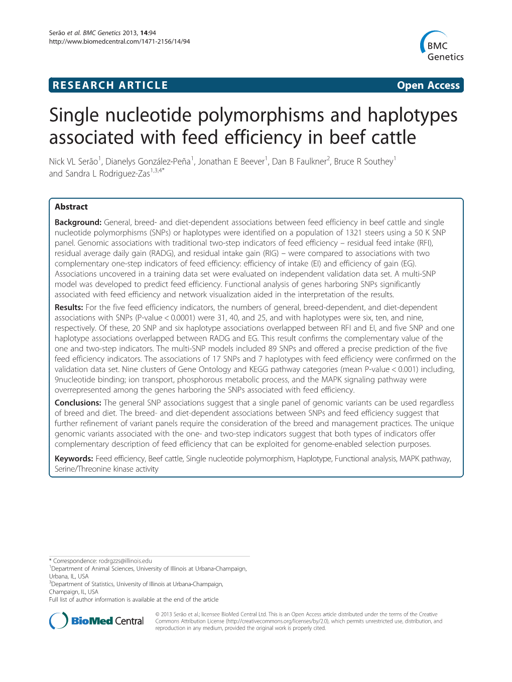 Single Nucleotide Polymorphisms and Haplotypes Associated with Feed
