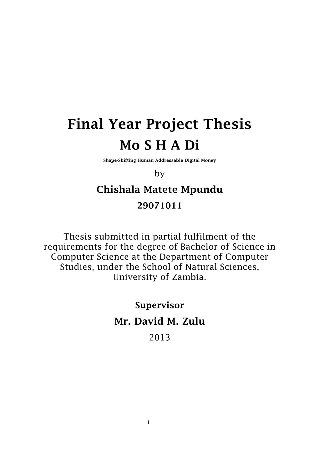 Final Year Project Thesis Mo S H a Di