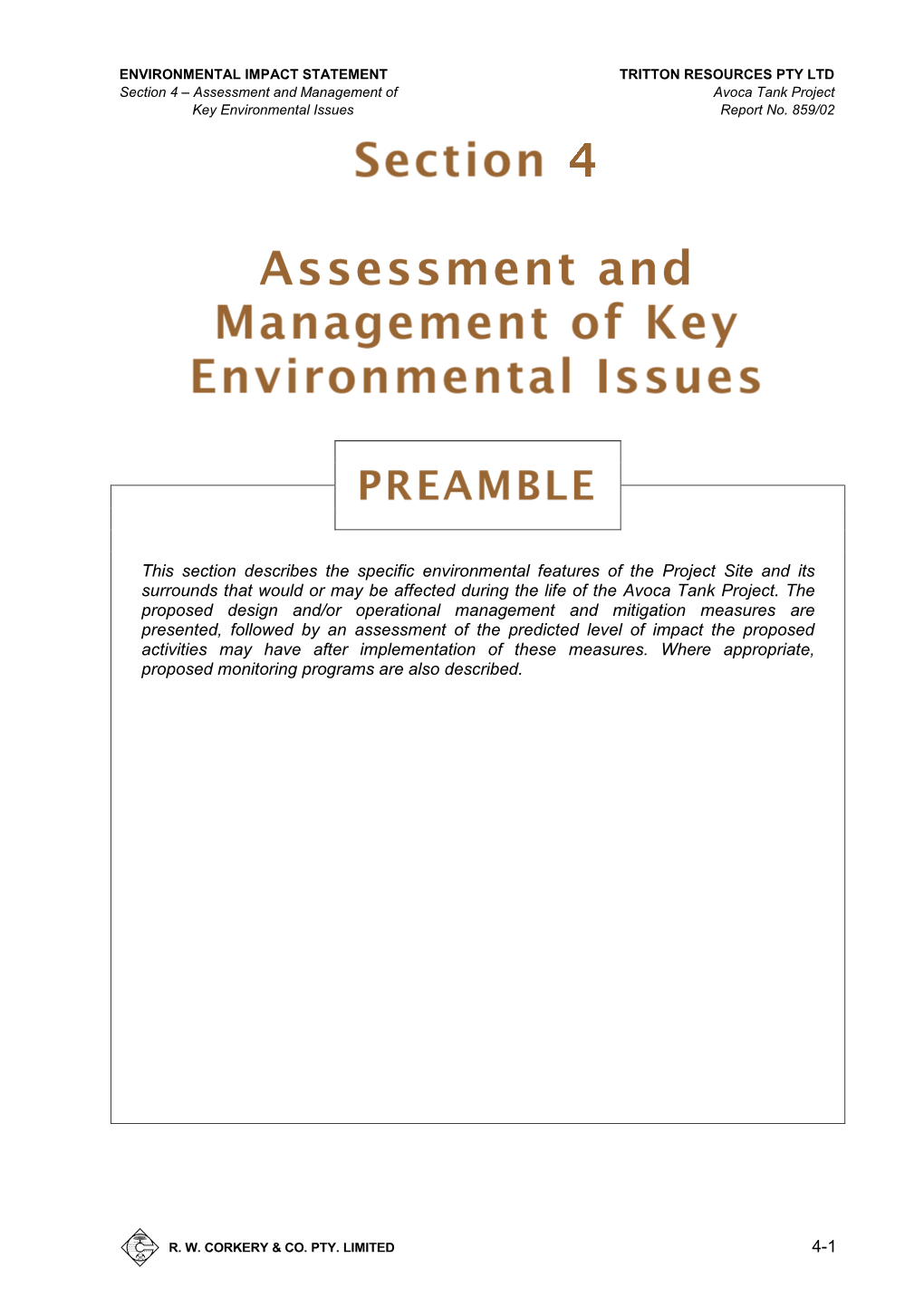 Assessment and Management of Key Environmental Issues