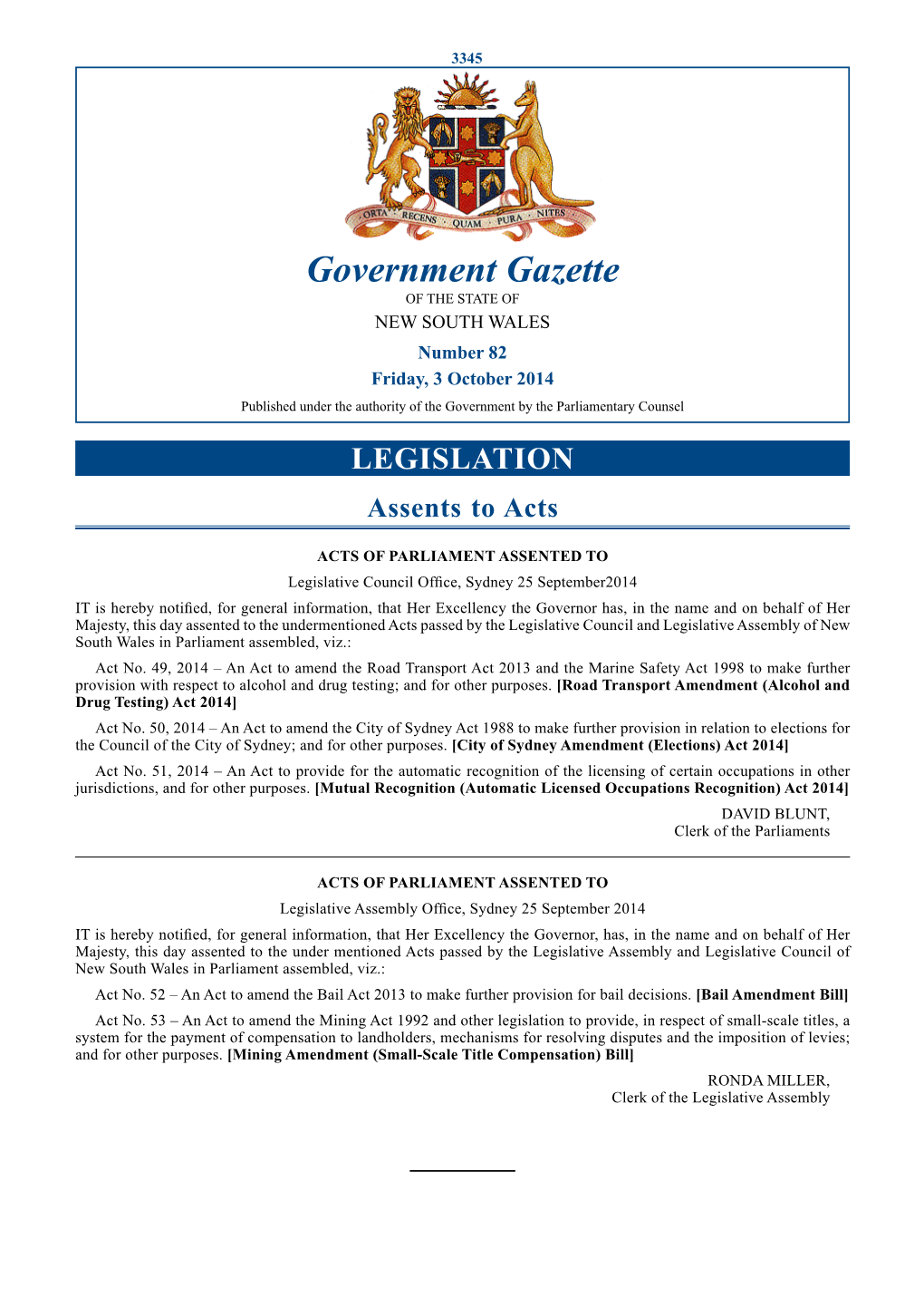Government Gazette of 3 October 2014