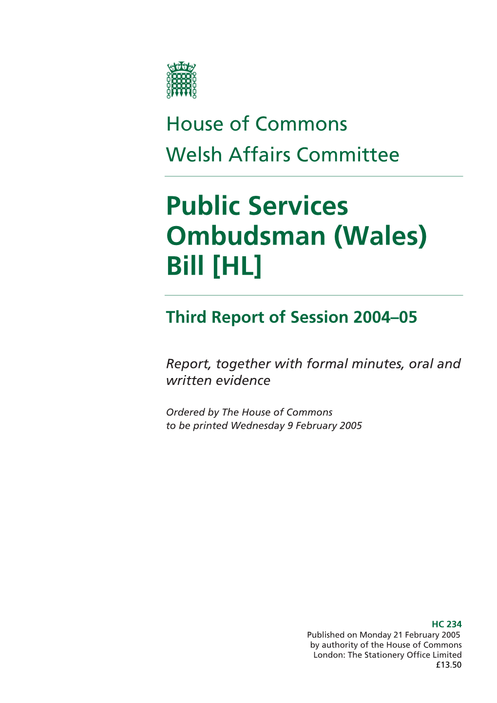 Public Services Ombudsman (Wales) Bill [HL]