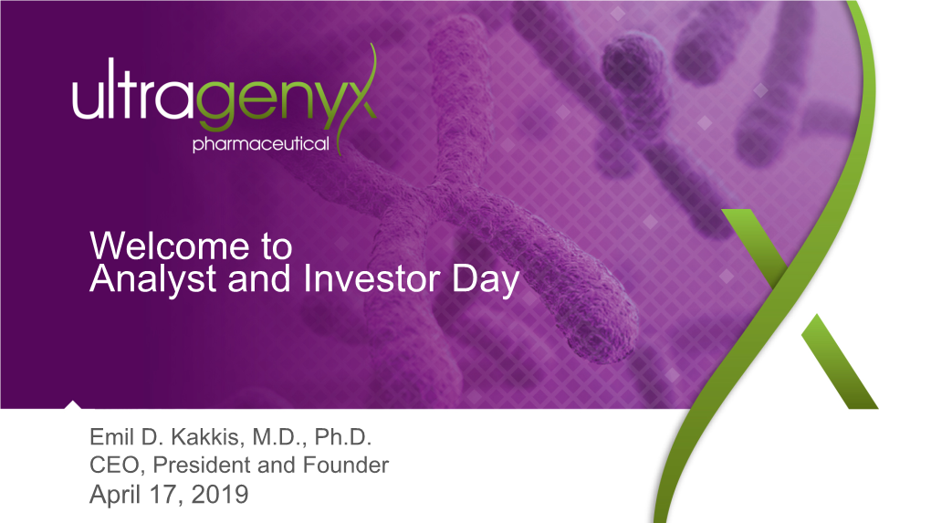 Welcome to Analyst and Investor Day