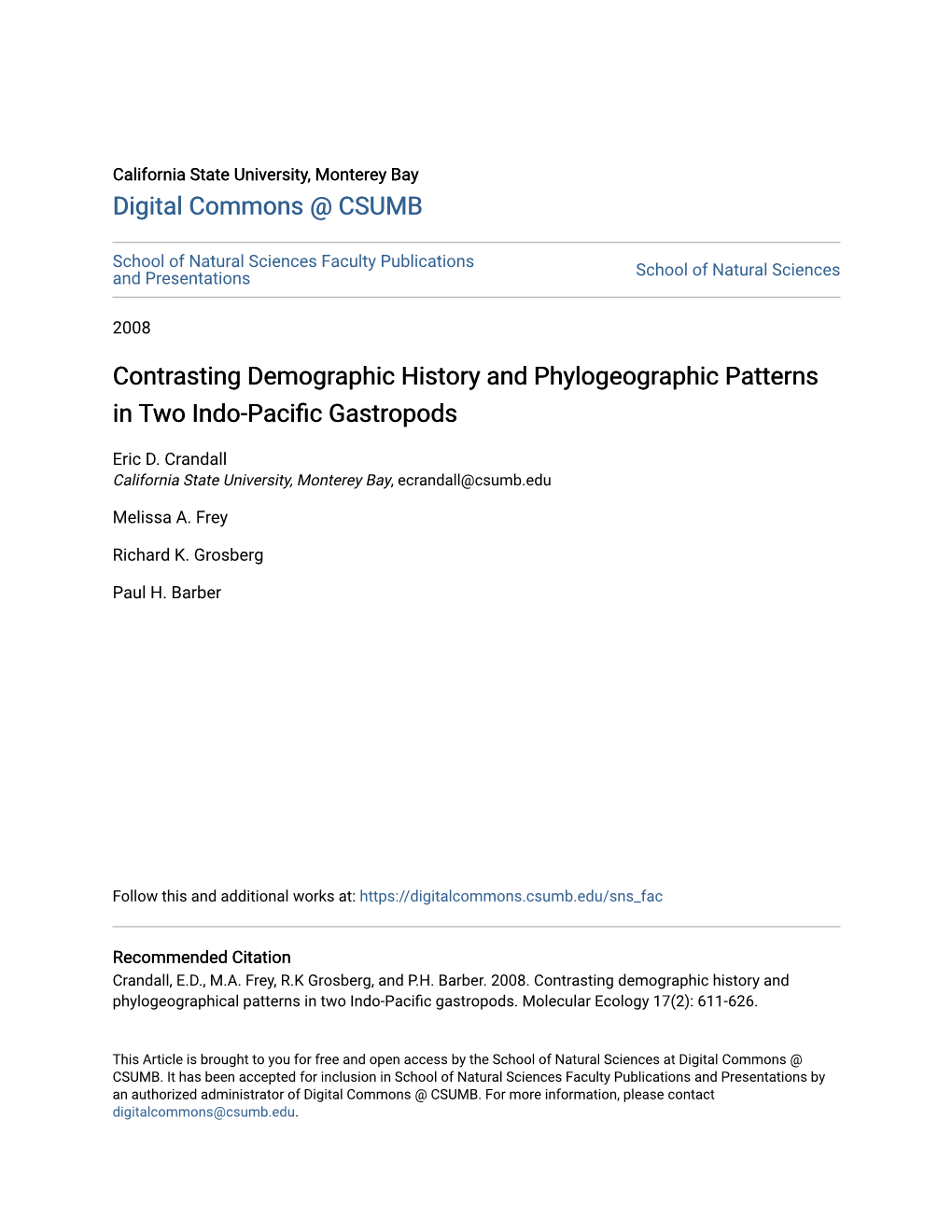 Contrasting Demographic History and Phylogeographic Patterns in Two Indo-Pacific Gastropods