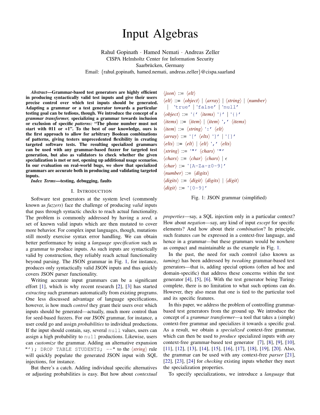 Input Algebras