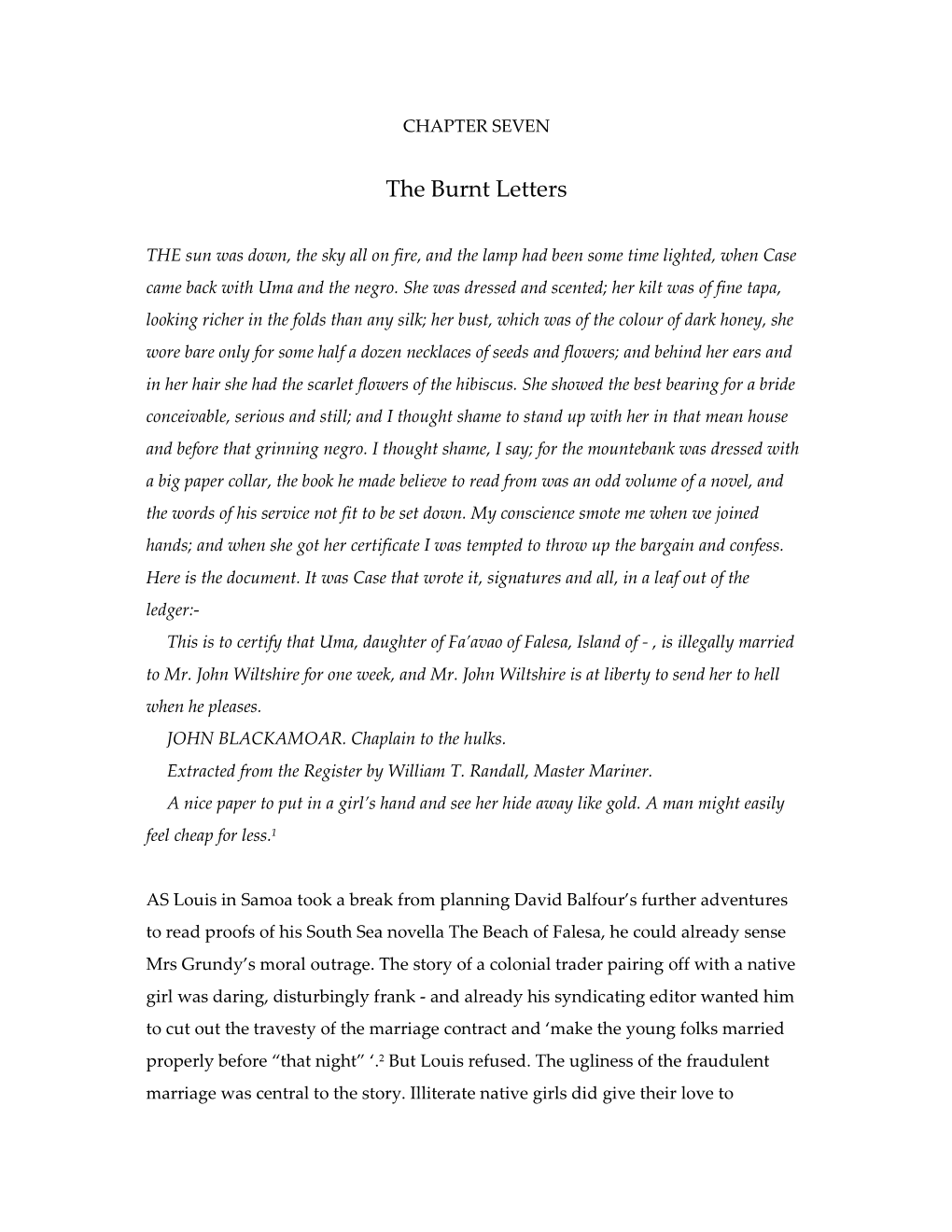 Chapter Seven: the Burnt Letters