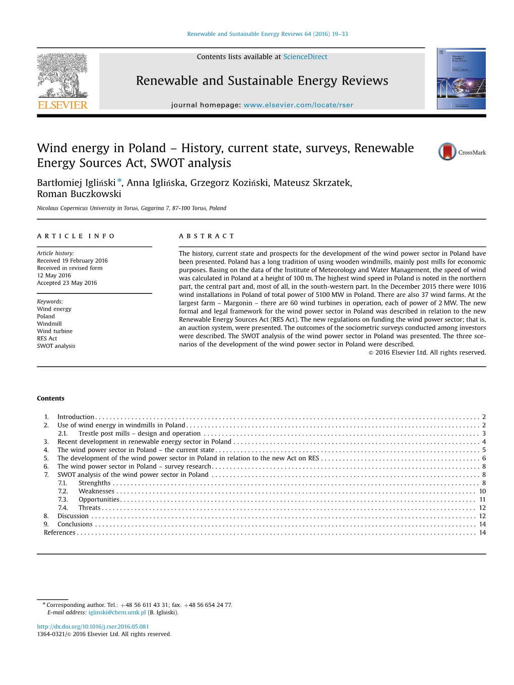 Wind Energy in Poland – History, Current State, Surveys, Renewable Energy Sources Act, SWOT Analysis