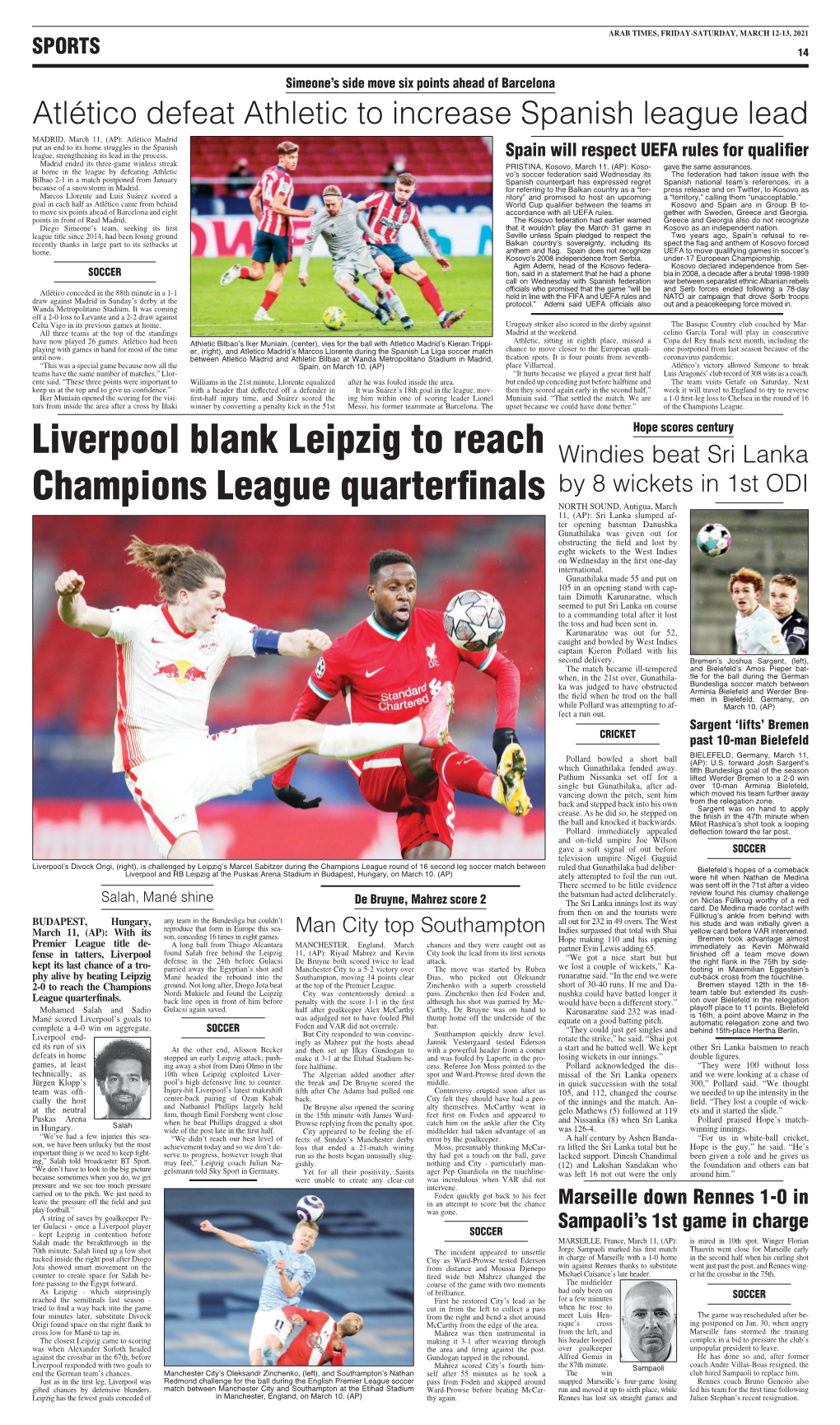 Liverpool Blank Leipzig to Reach Champions League Quarterfinals