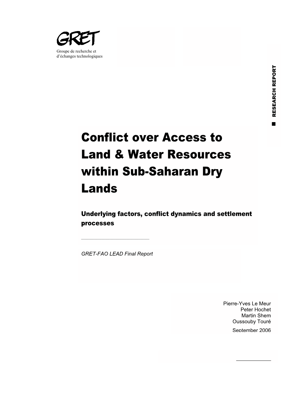 Conflict Over Access to Land & Water Resources Within Sub-Saharan Dry