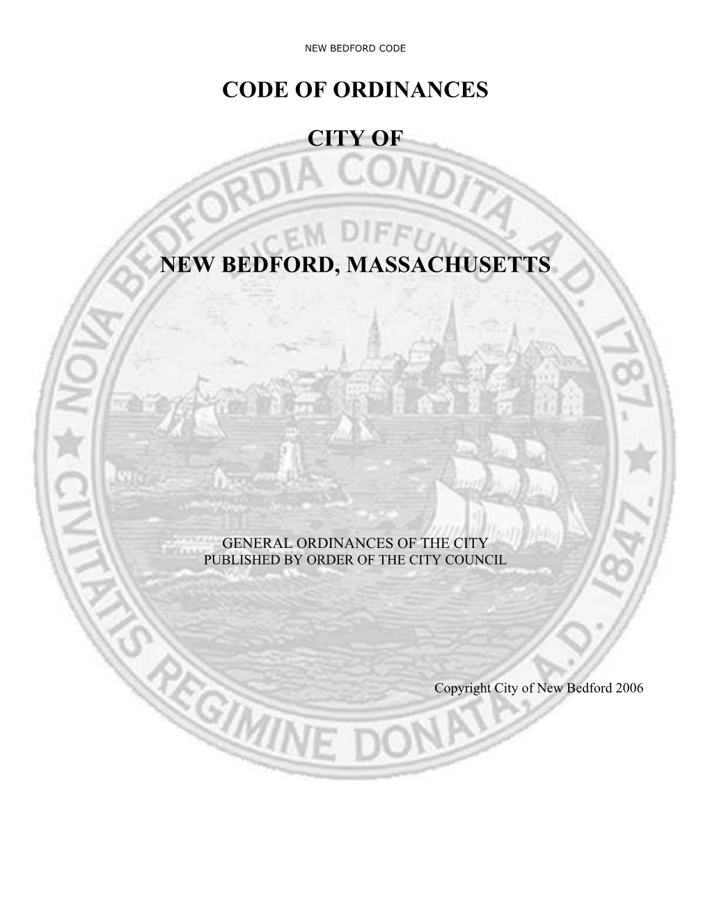 Code of Ordinances City of New Bedford, Massachusetts