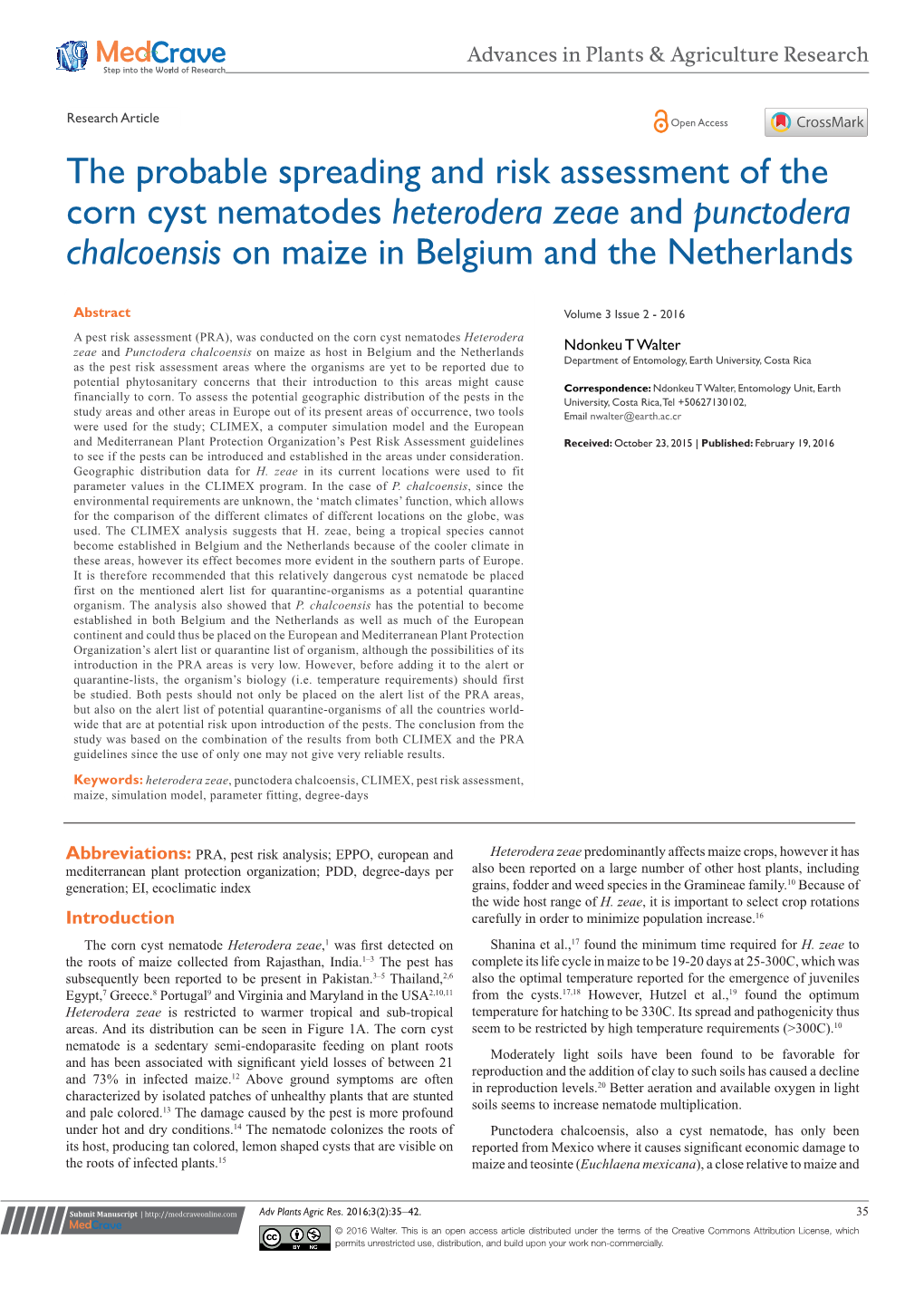 The Probable Spreading and Risk Assessment of the Corn Cyst Nematodes Heterodera Zeae and Punctodera Chalcoensis on Maize in Belgium and the Netherlands