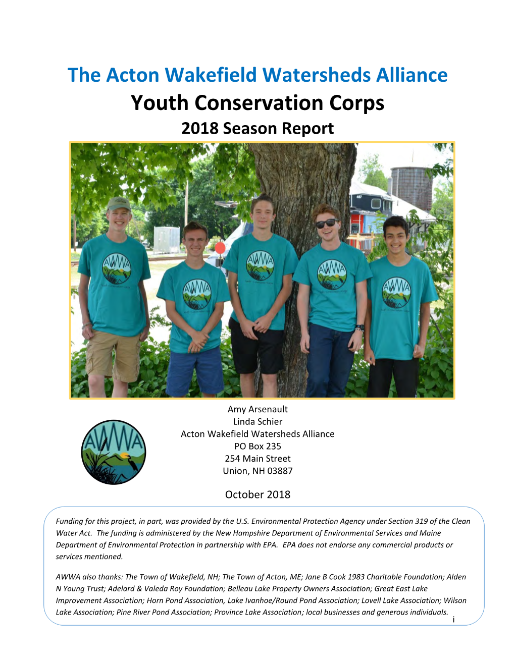 Youth Conservation Corps 2018 Season Report