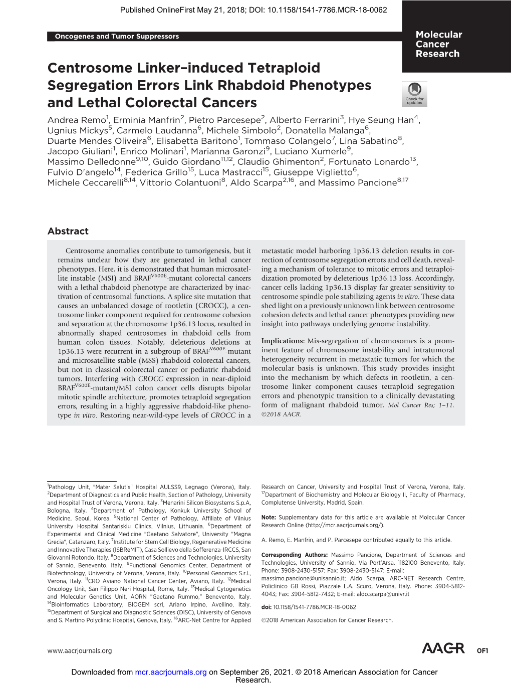 Centrosome Linker–Induced Tetraploid Segregation Errors Link