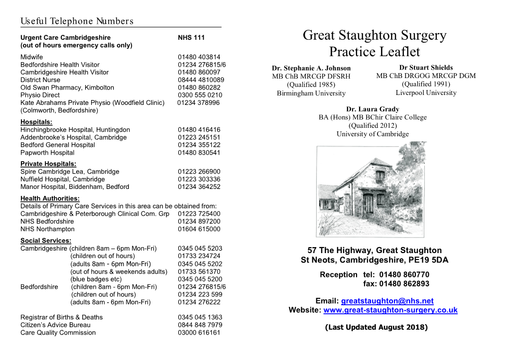 Great Staughton Surgery Practice Leaflet