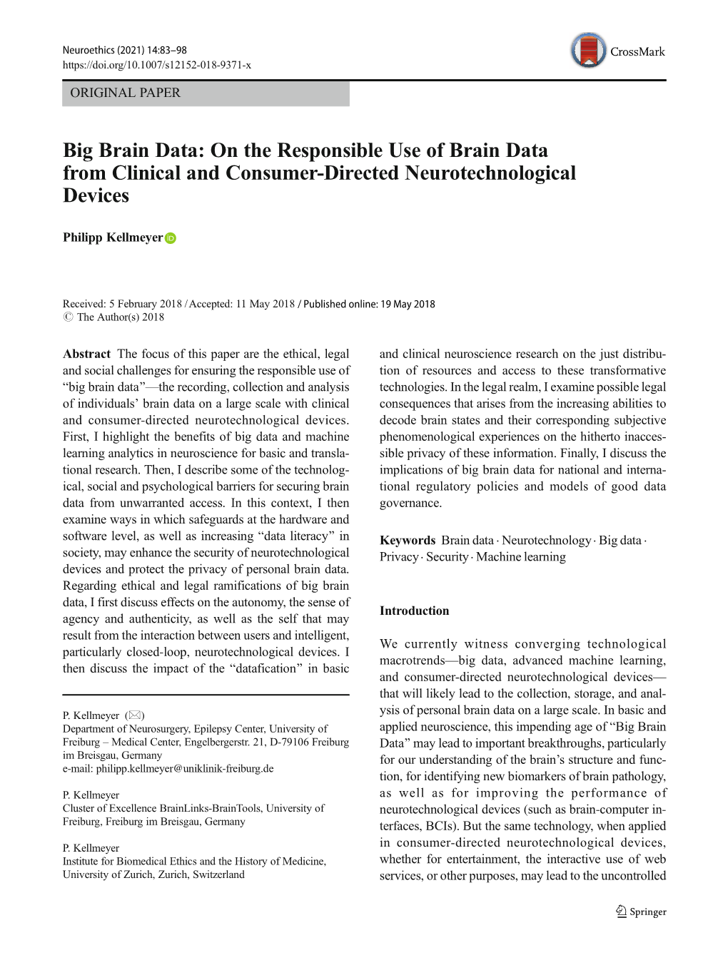 On the Responsible Use of Brain Data from Clinical and Consumer-Directed Neurotechnological Devices