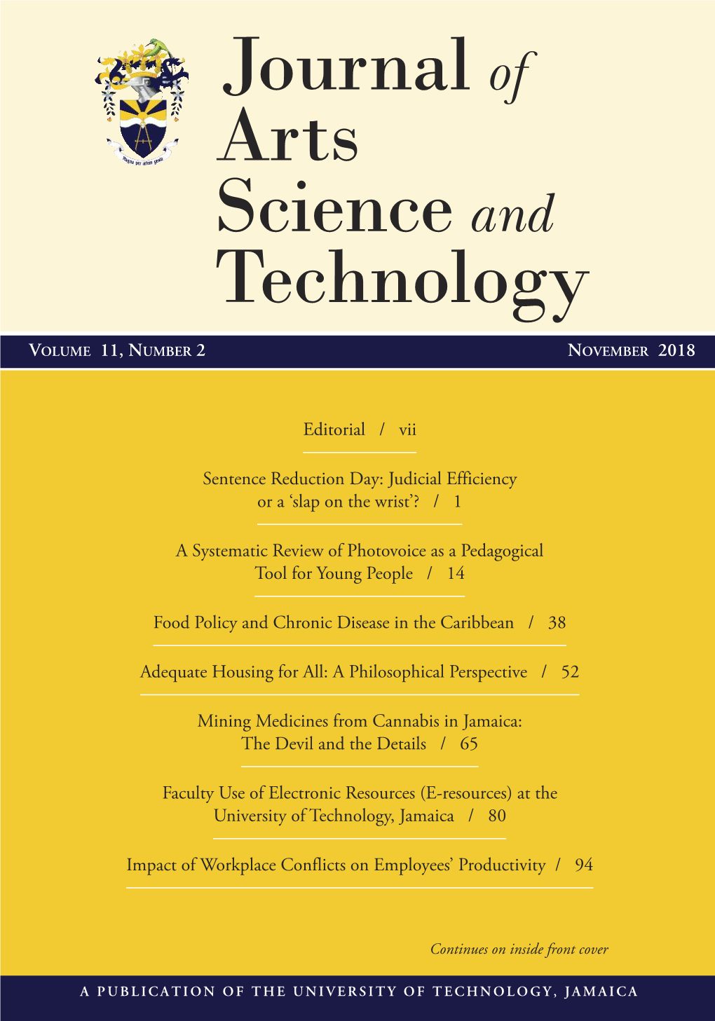Journal of Arts Science and Technology VOLUME 11, N UMBER 2 N OVEMBER 2018