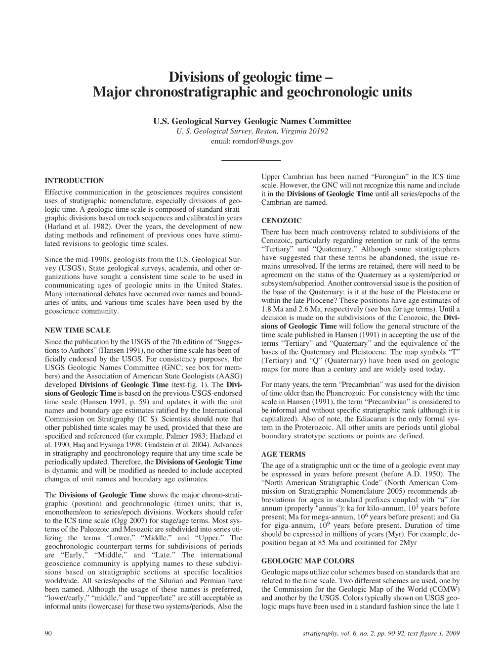 Divisions of Geologic Time – Major Chronostratigraphic and Geochronologic Units