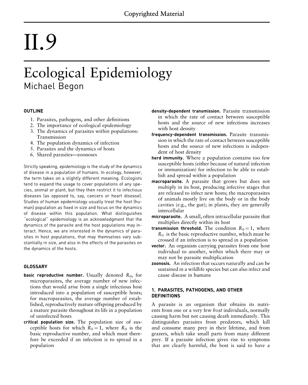 Ecological Epidemiology Michael Begon