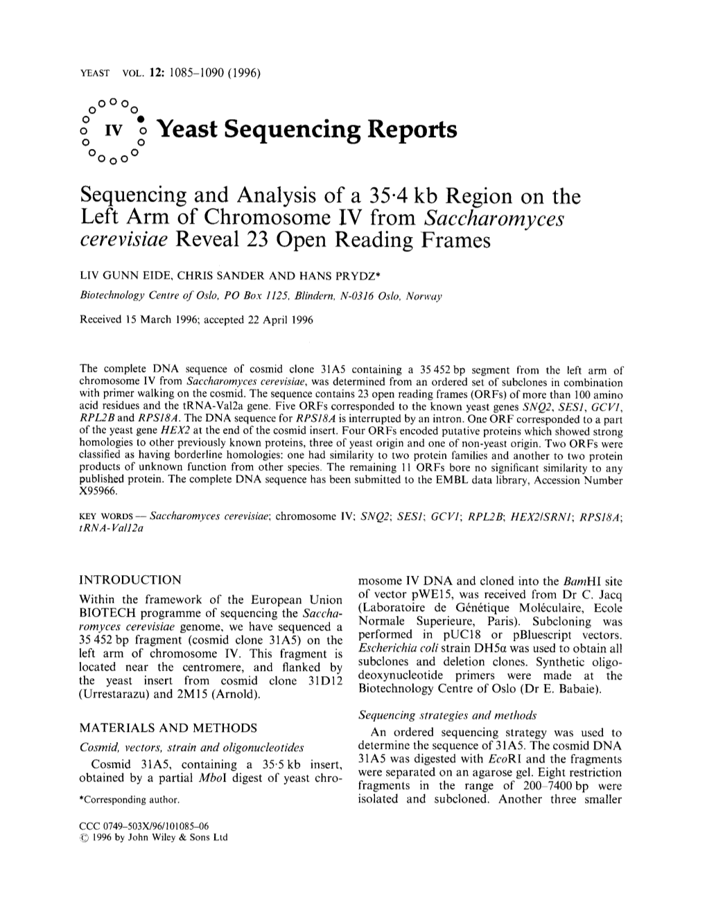 Sequencing and Analysis of a 35·4 Kb Region on the Left Arm Of