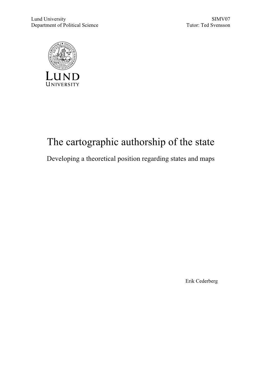 The Cartographic Authorship of the State