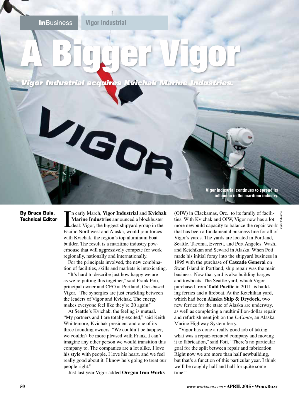 Vigor Industrial Acquires Kvichak Marine Industries