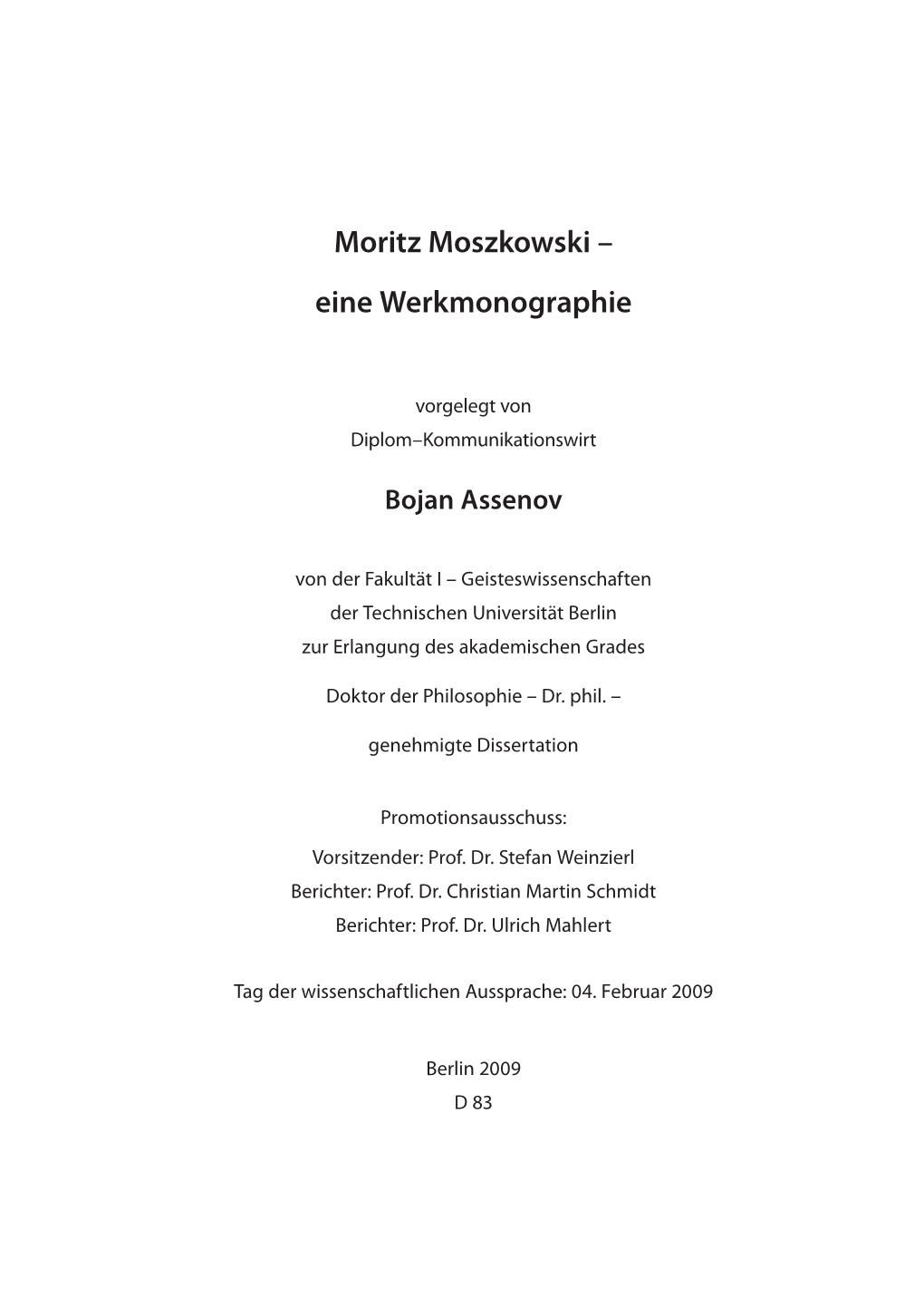 Moritz Moszkowski – Eine Werkmonographie