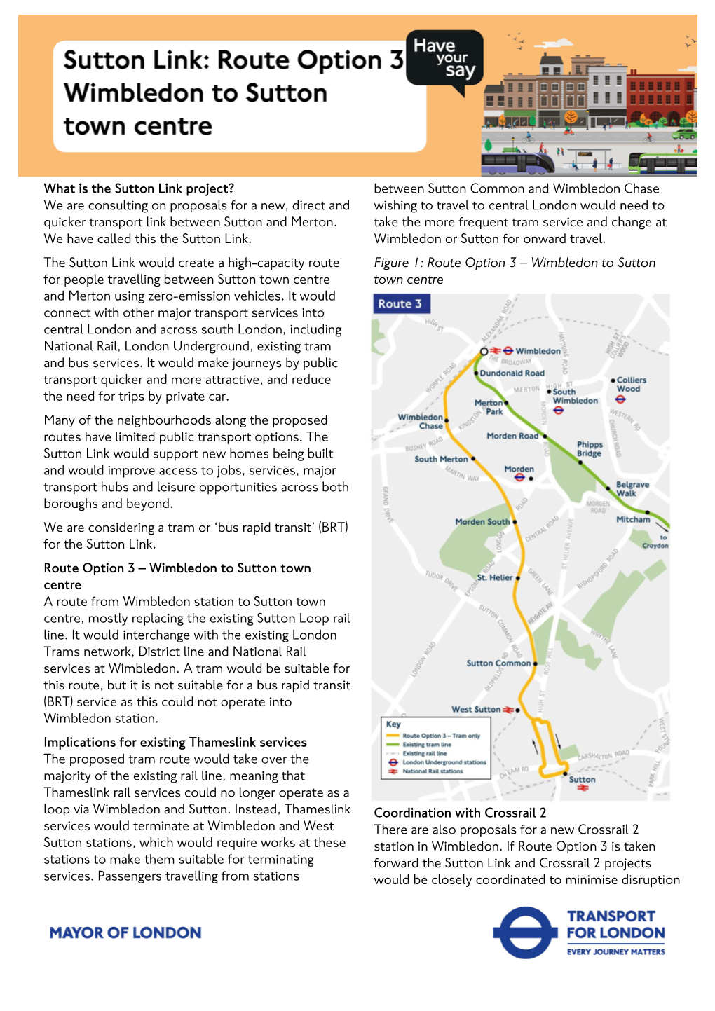Sutton Link Route Option 3 Factsheet