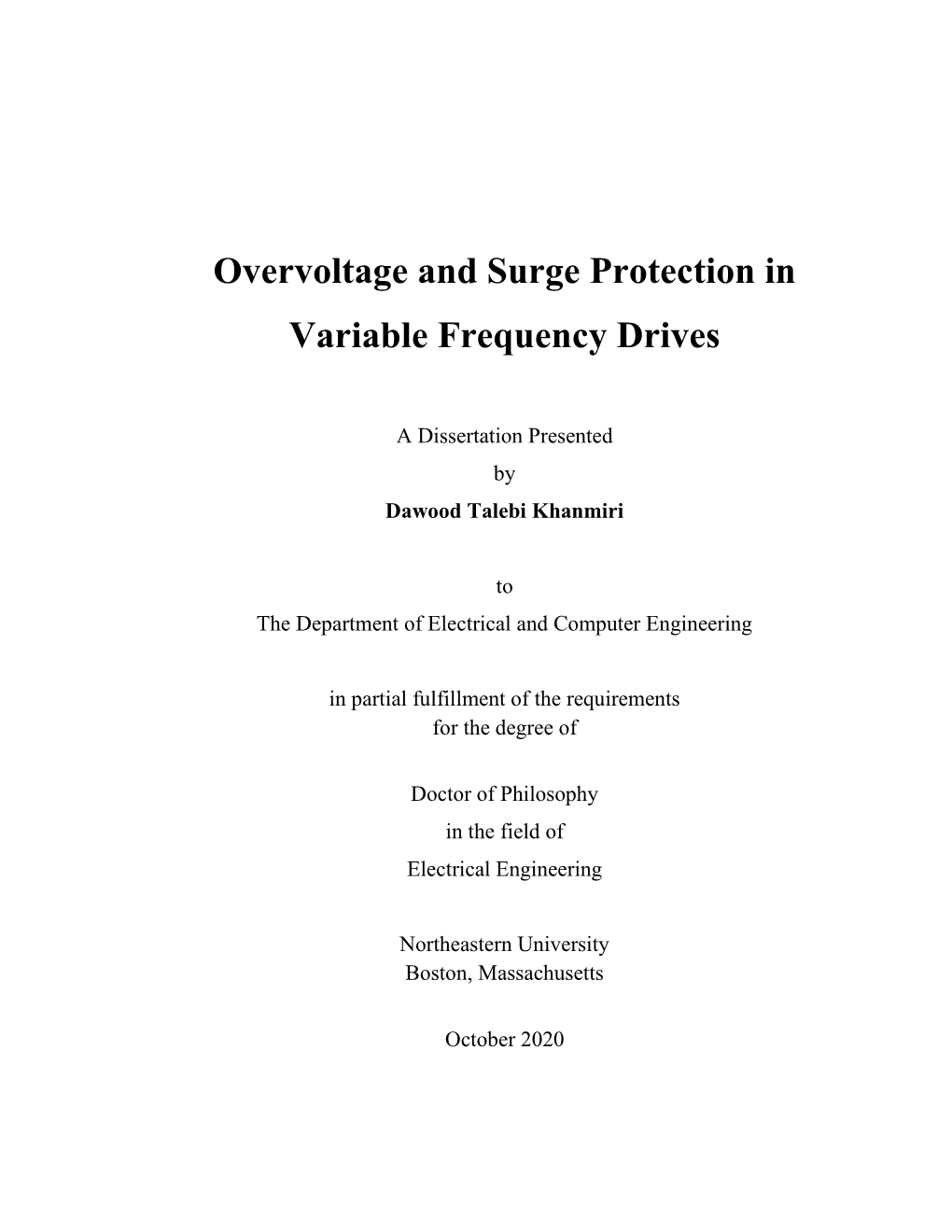 Overvoltage and Surge Protection in Variable Frequency Drives