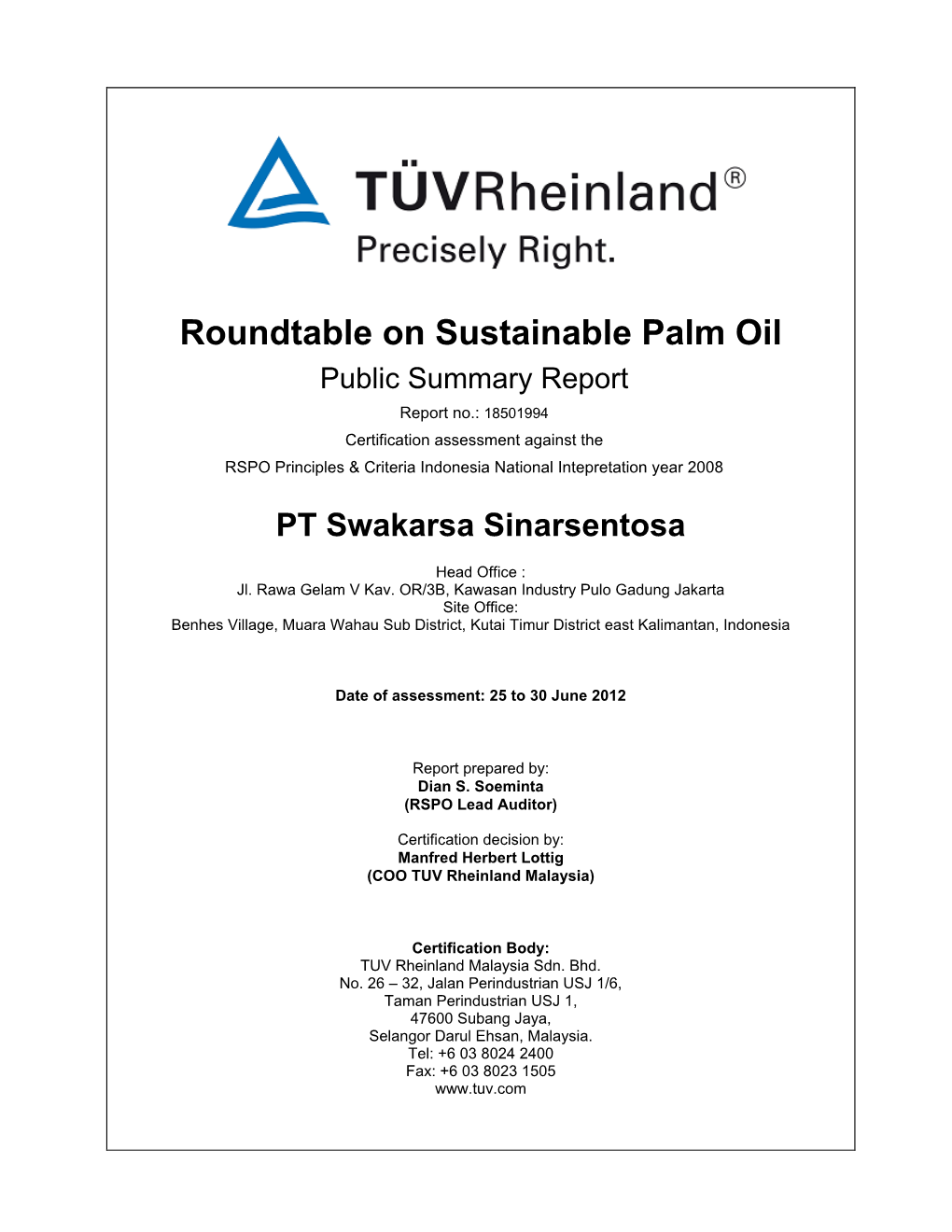 Roundtable on Sustainable Palm
