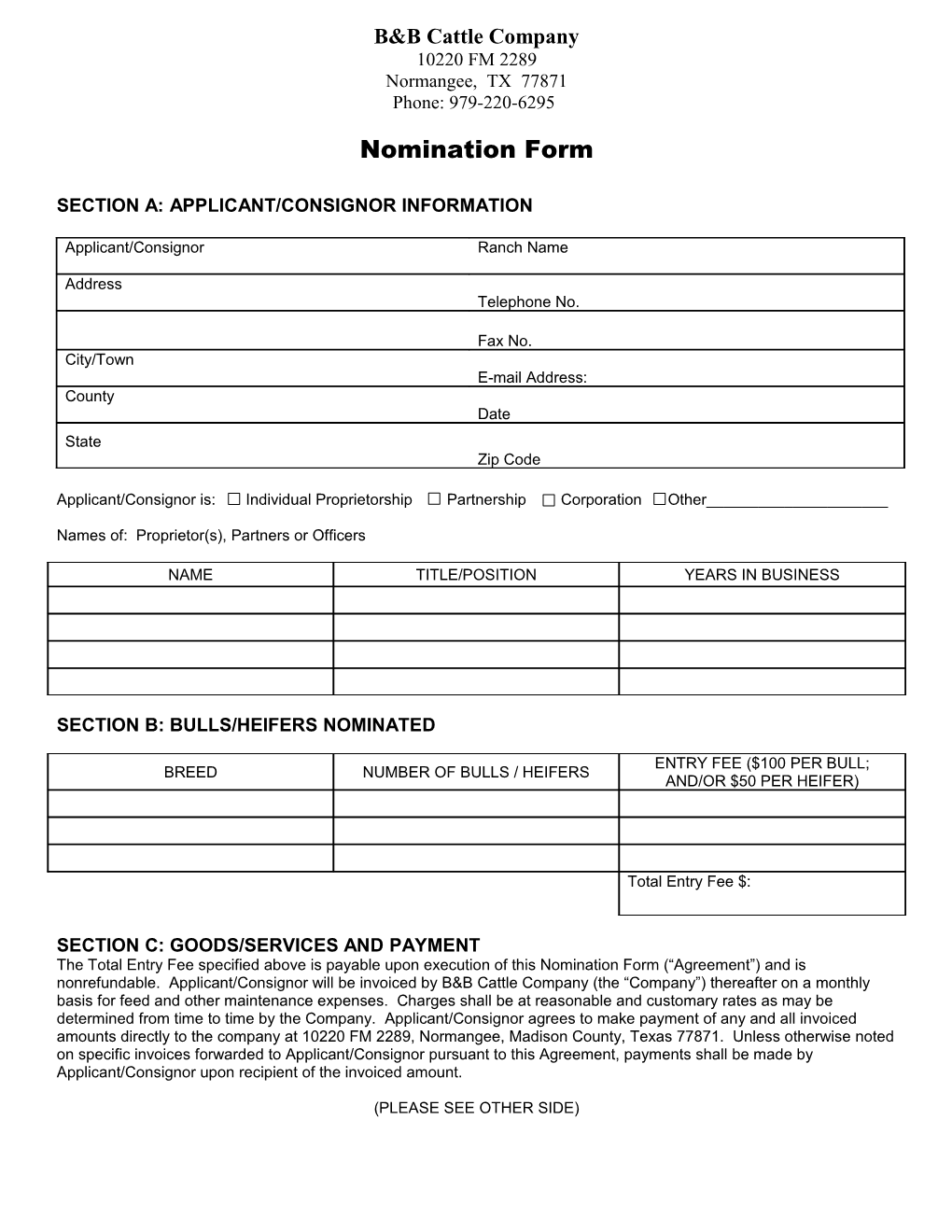 Section A: Applicant/Consignor Information