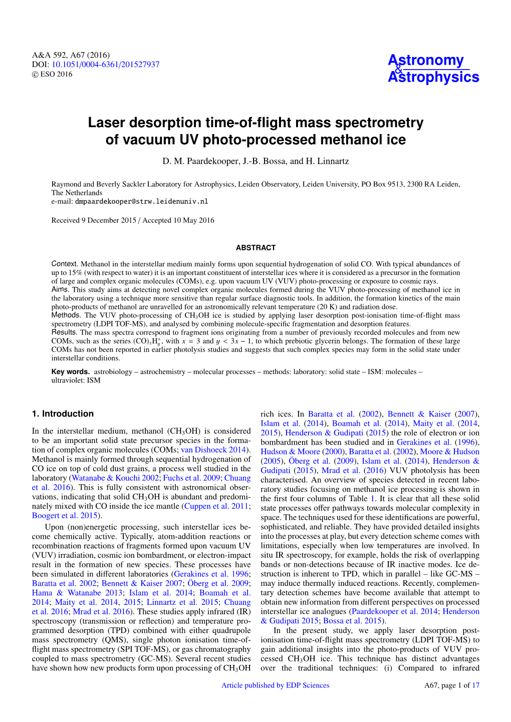 Laser Desorption Time-Of-Flight Mass Spectrometry of Vacuum UV Photo