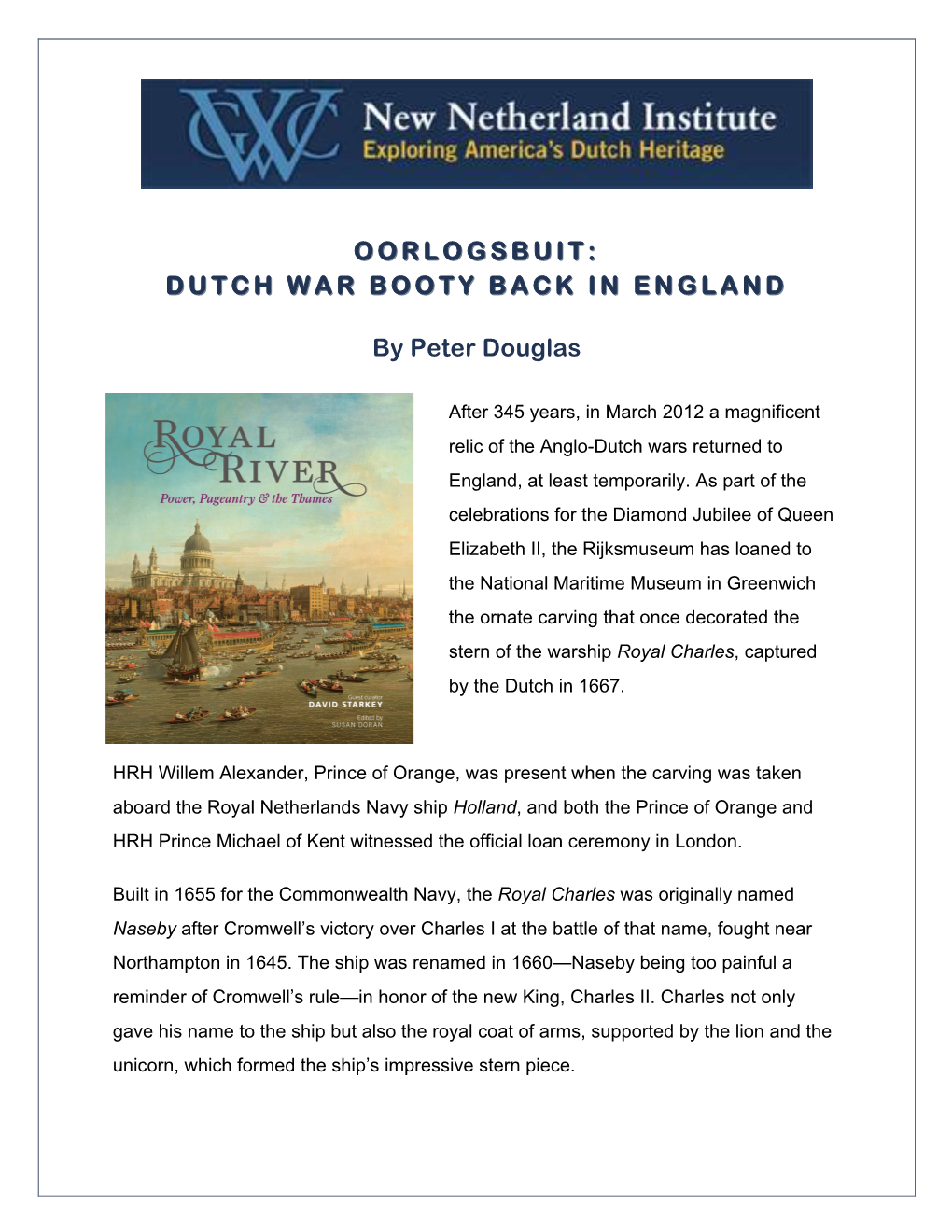 Dutch War Booty Back in England