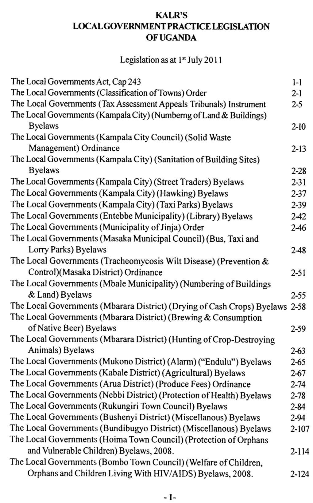 Byelaws the Local Governments (Kampala City Council)