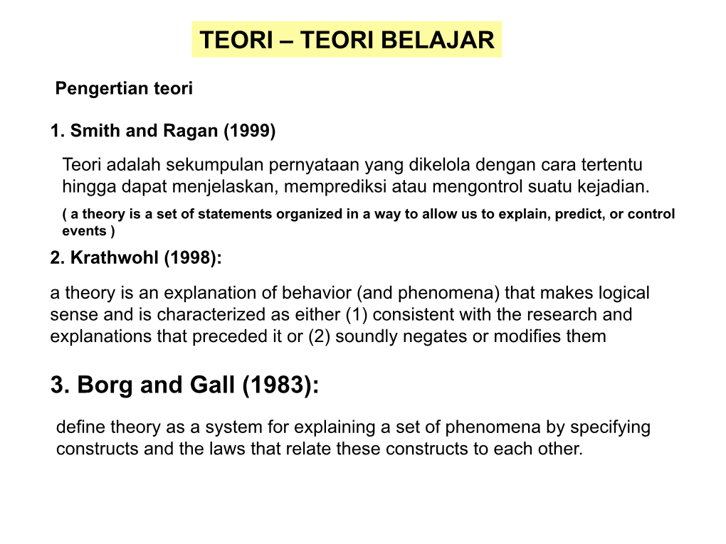 Teori – Teori Belajar