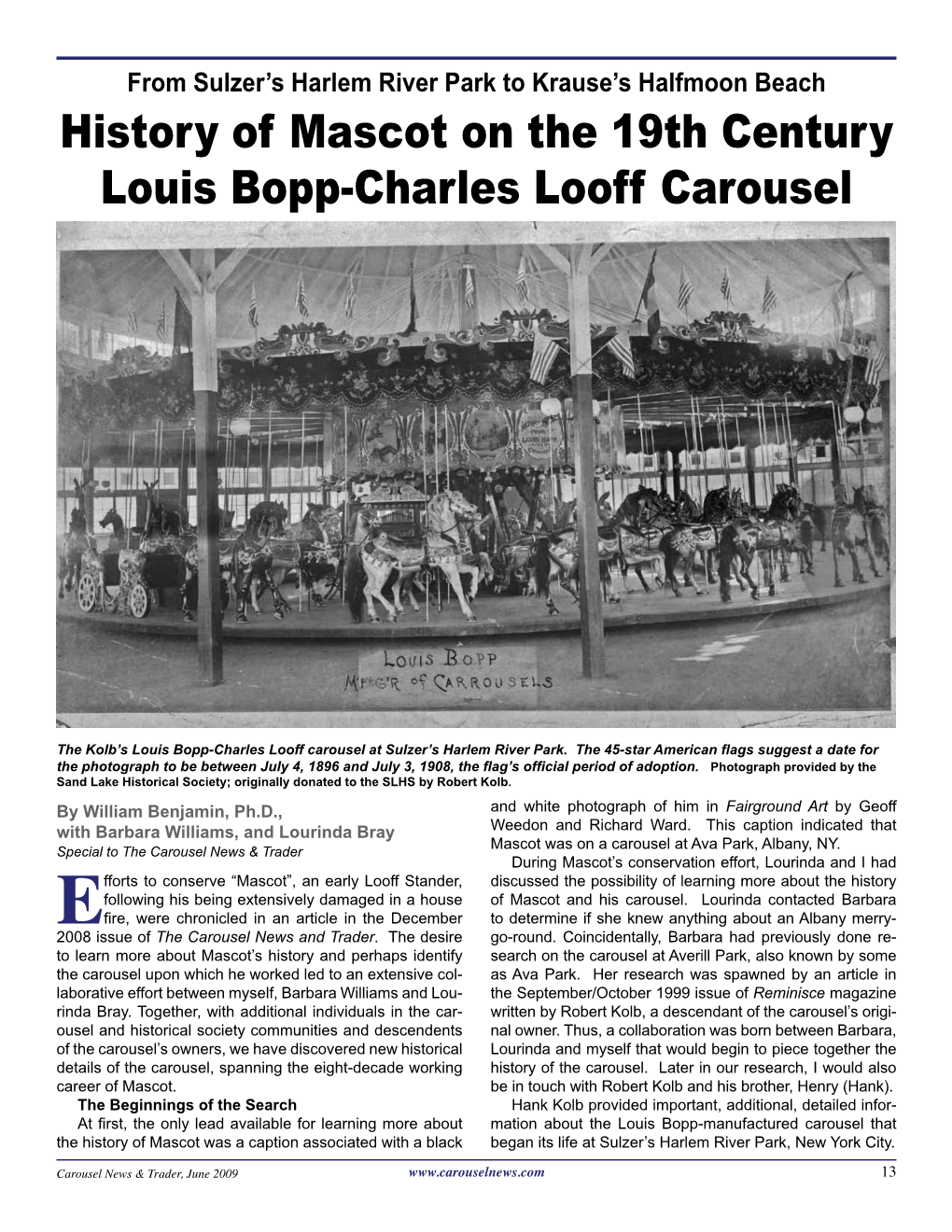 History of Mascot on the 19Th Century Louis Bopp-Charles Looff Carousel