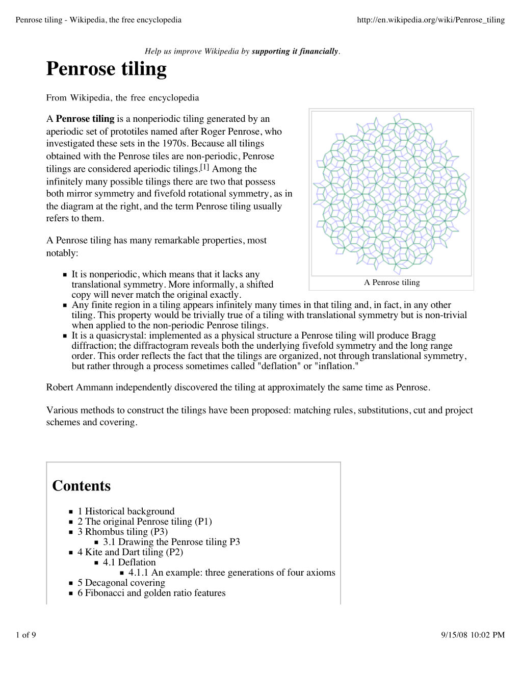 Penrose Tiling - Wikipedia, the Free Encyclopedia