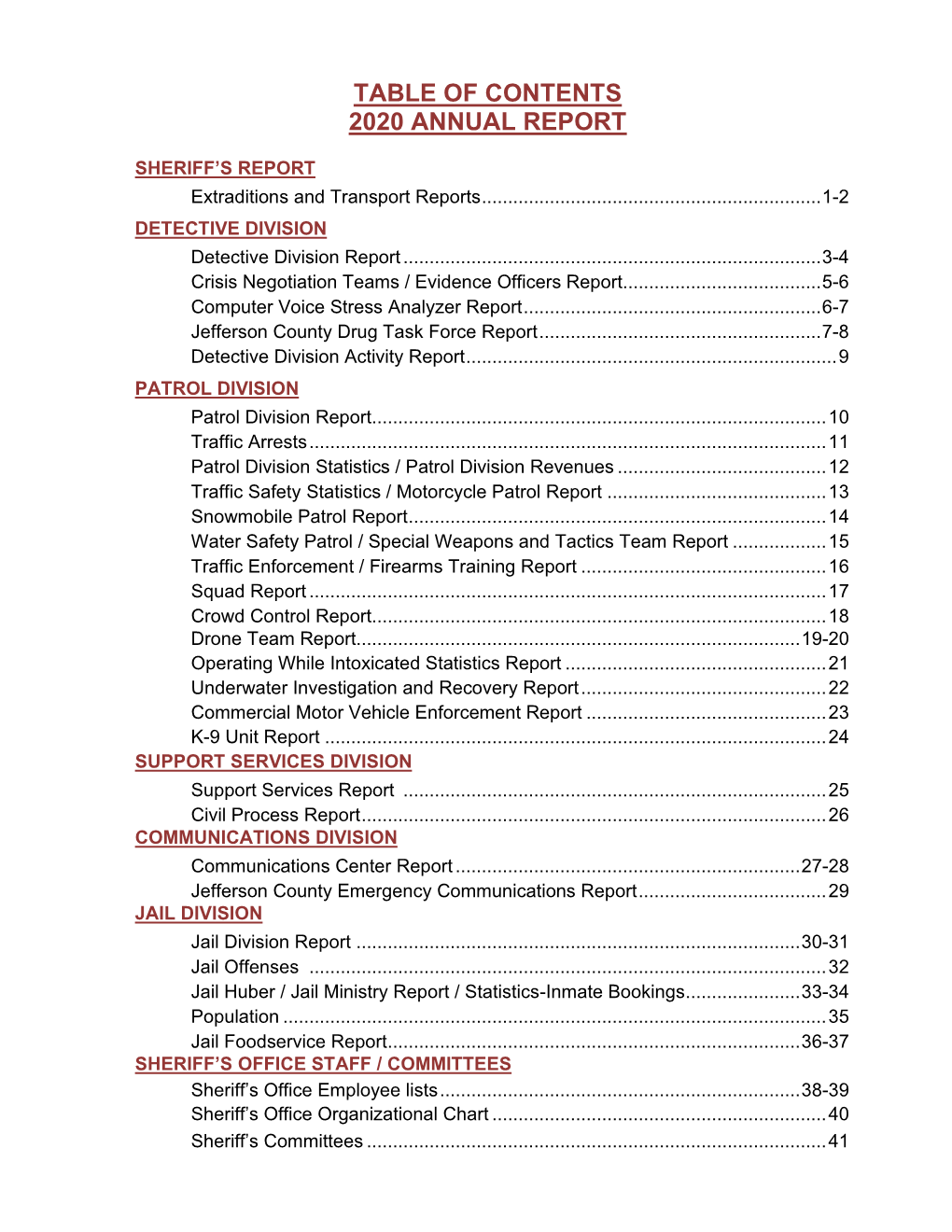 Table of Contents 2020 Annual Report