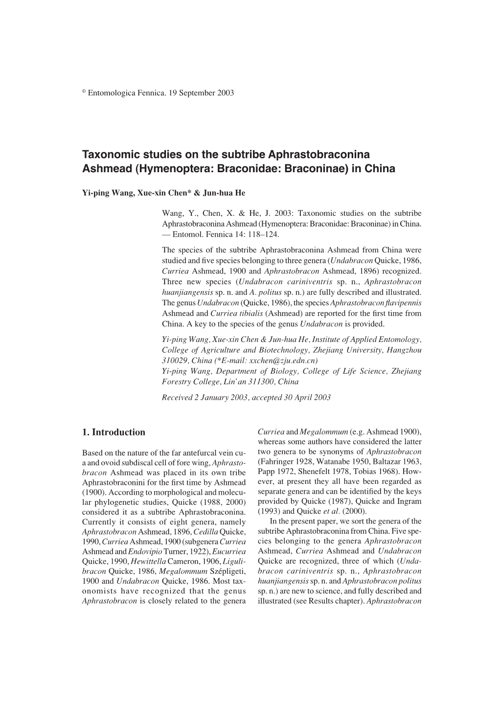 Hymenoptera: Braconidae: Braconinae) in China