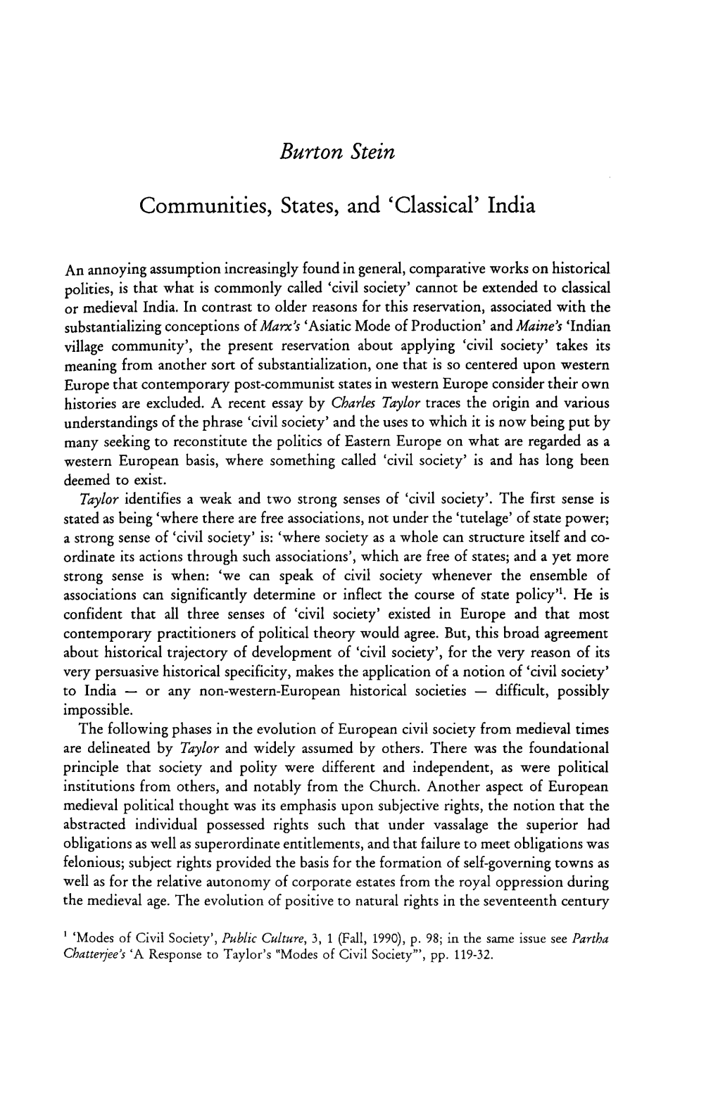 Communities, States, and 'Classical' India