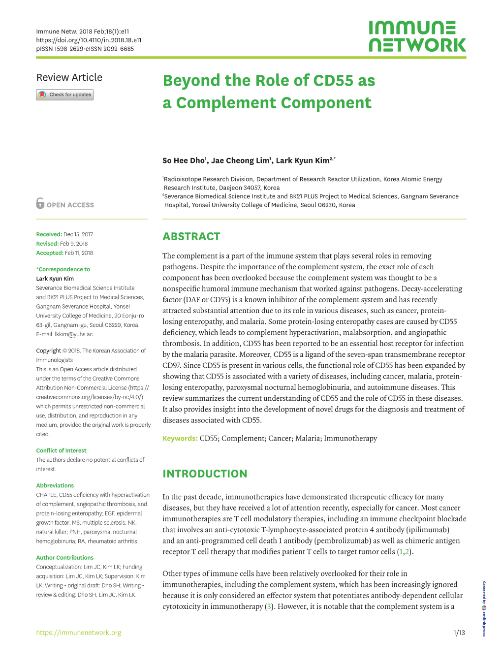 Beyond the Role of CD55 As a Complement Component