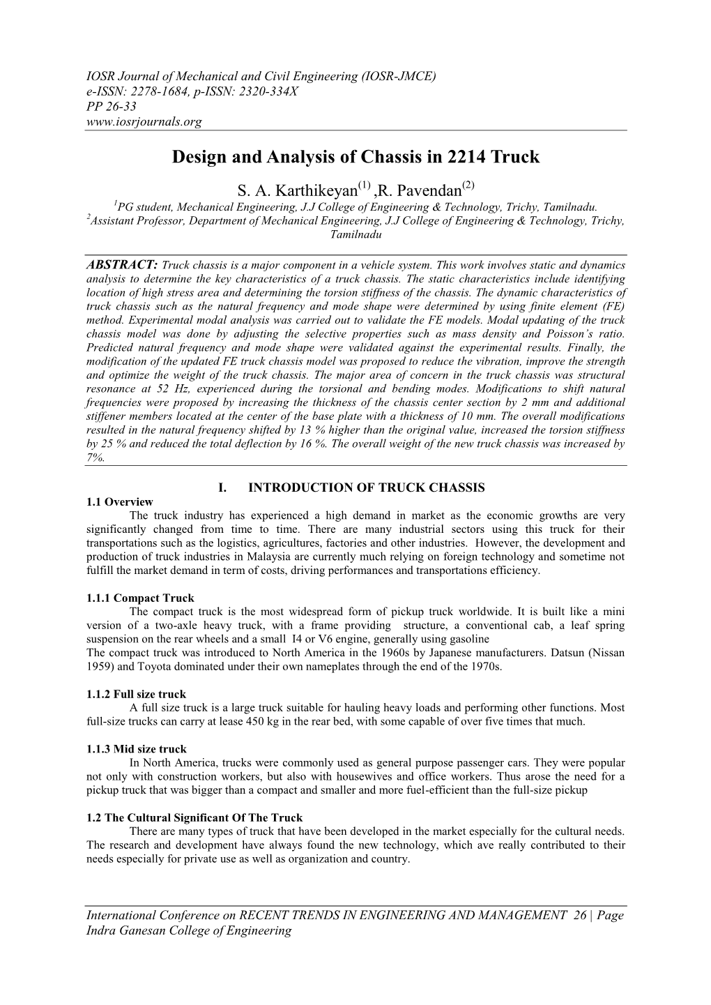 Design and Analysis of Chassis in 2214 Truck