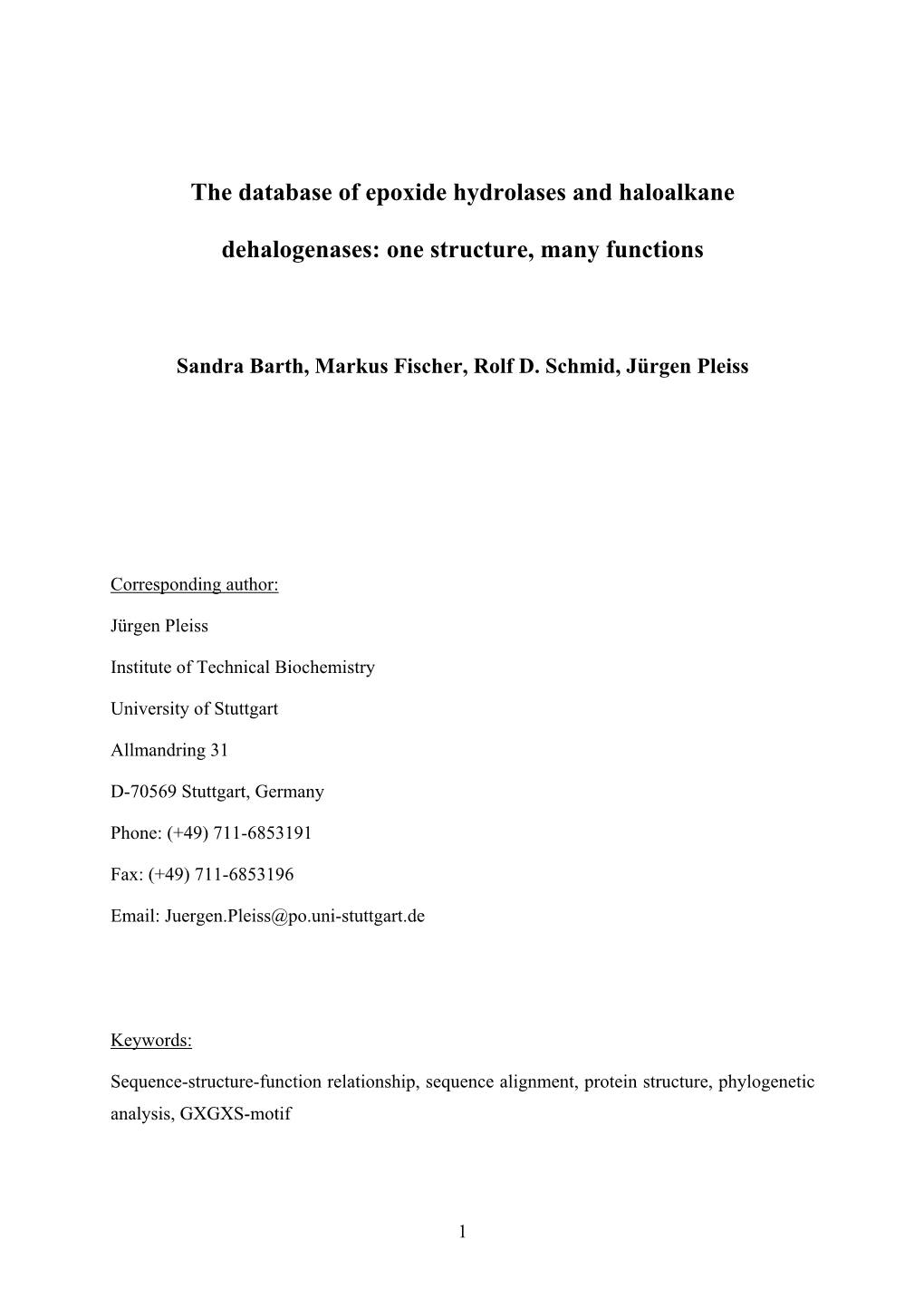 The Database of Epoxide Hydrolases and Haloalkane Dehalogenases