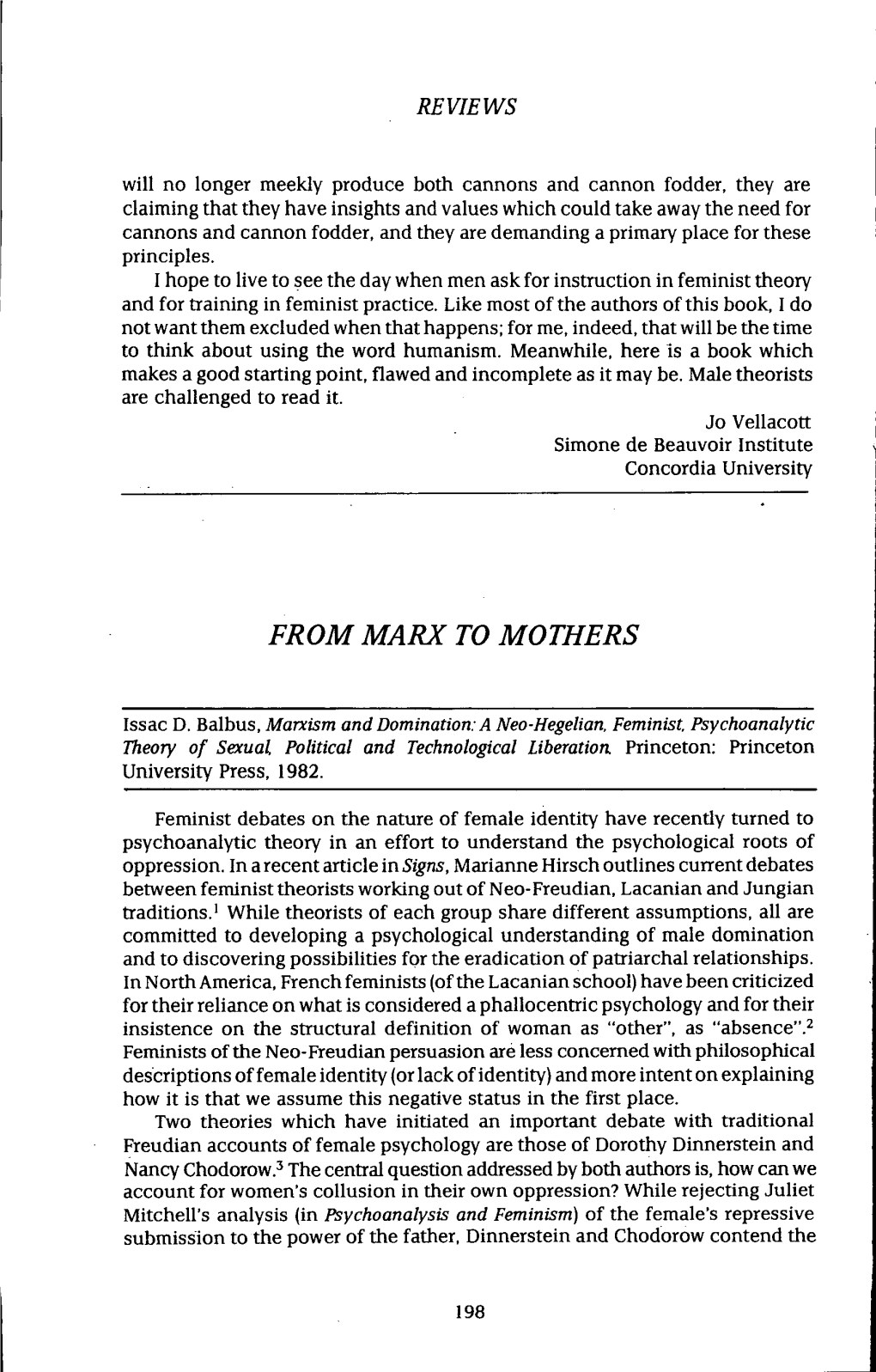 From Marx to Mothers