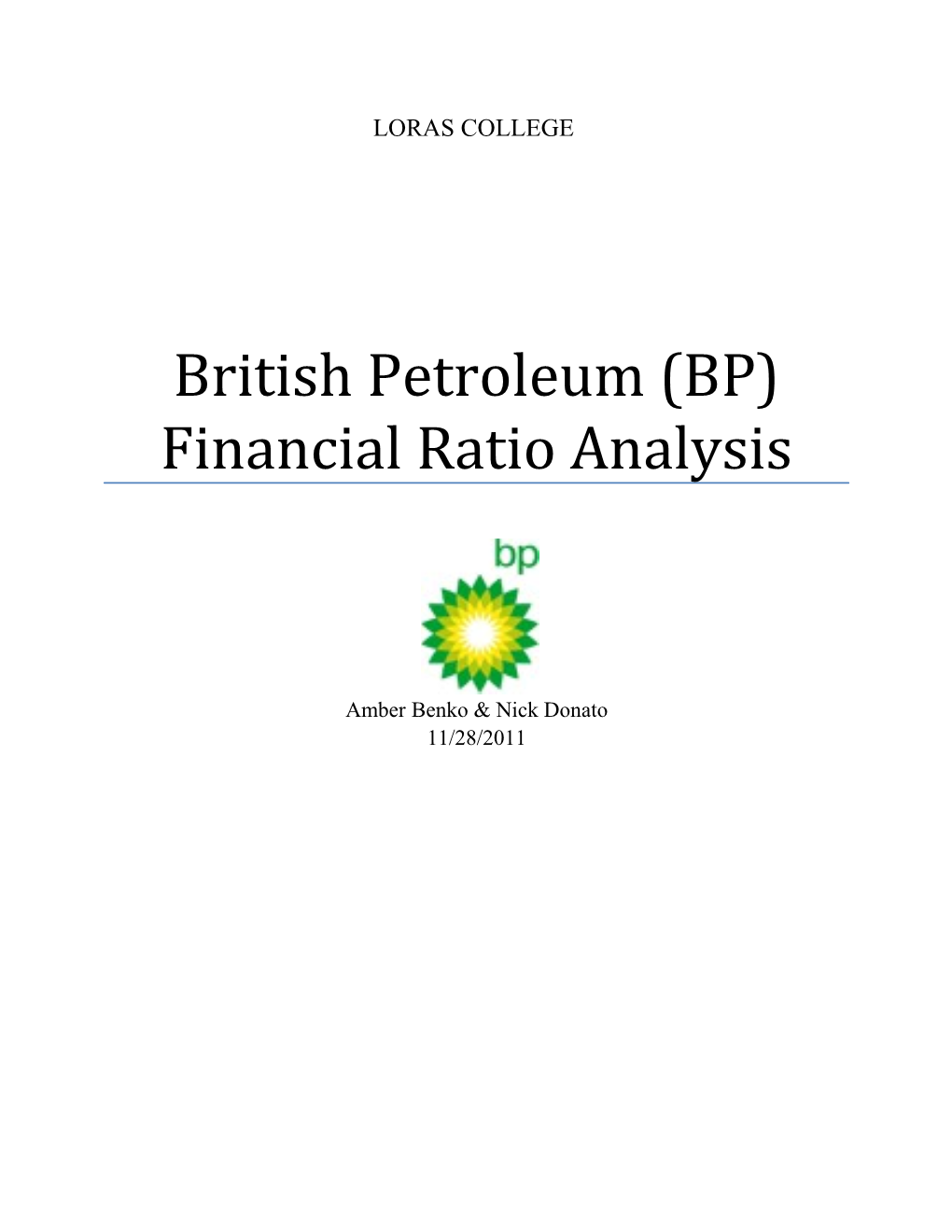 British Petroleum (BP) Financial Ratio Analysis