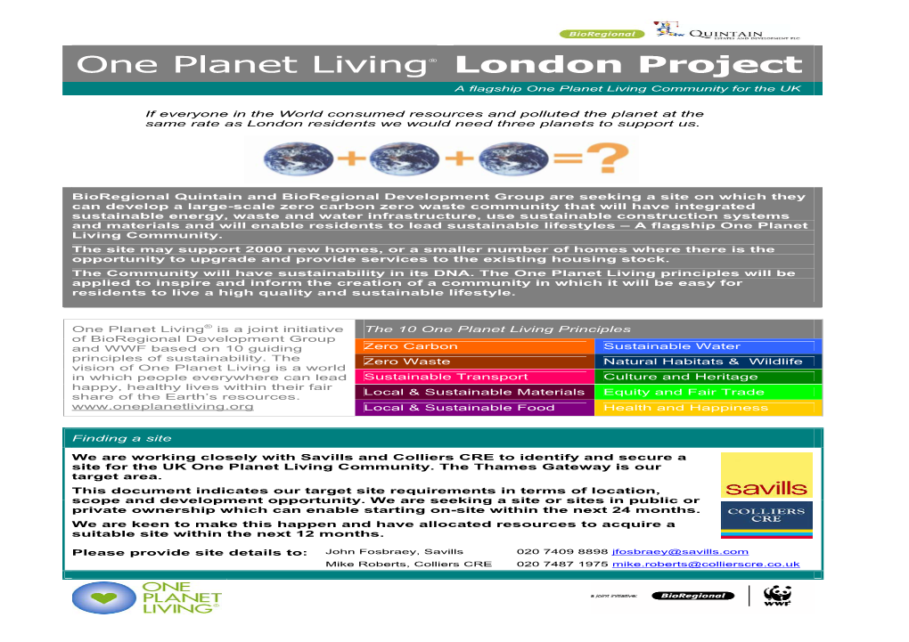 Roject One Planet Living® London Project